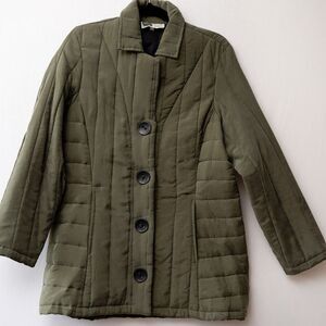 Habitat womens green long quilted jacket coat winter M